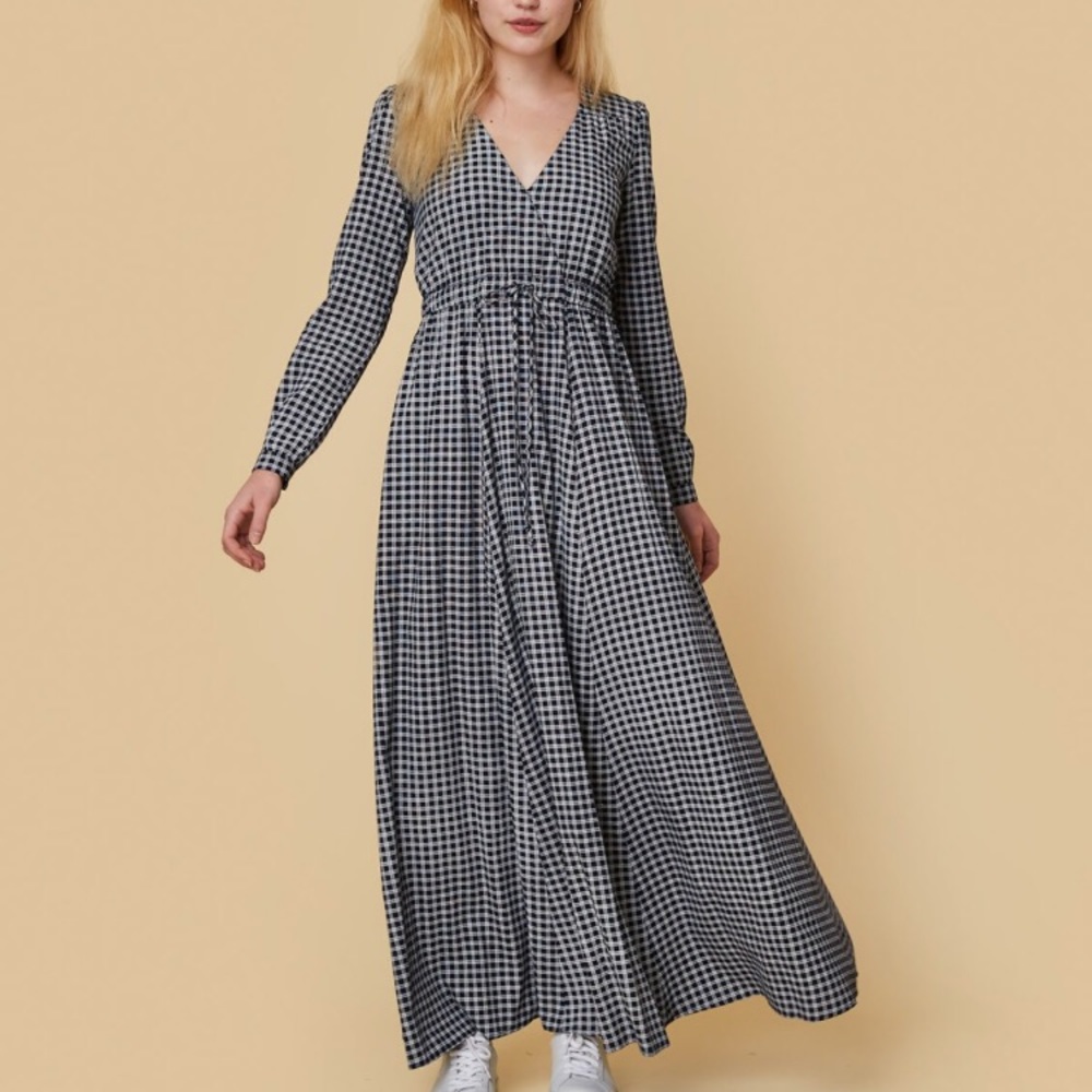 Free People Christy Dawn navy plaid Audrey Dress